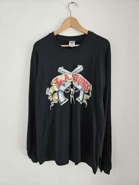 L.A. Guns Shirt Mens Large Black Long Sleeve Rock Band Tour Concert Tee